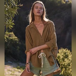 Free People the One and Only Button Down in Tropical Brown